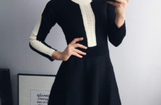 Стильное черное платье с имитацией шитья с Aliexpress за 1900 рублей